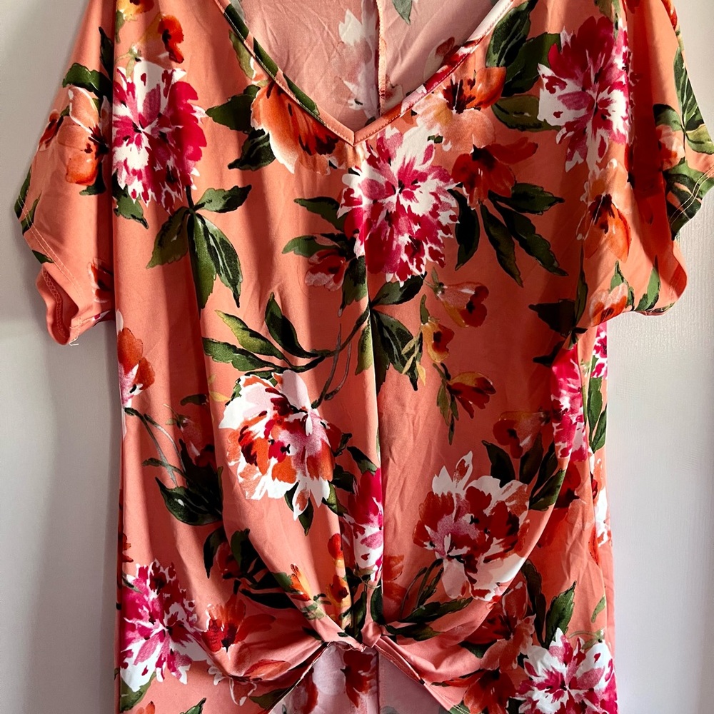 Peachy Pink Floral Blouse